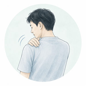 肩に手を添える人のイラスト